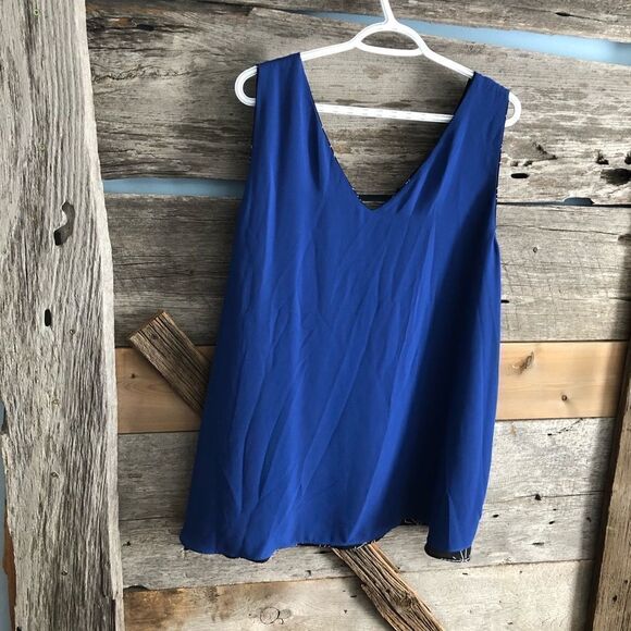 michel Studio Plus Size 24 Black/Blue reversible dual layer tank top - Picture 5 of 7